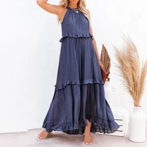 sleeveless backless maxi dress