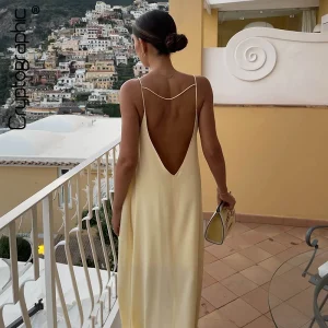 sleeveless backless maxi dress