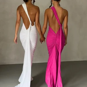 sleeveless backless maxi dress