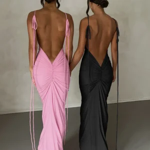 sleeveless backless maxi dress