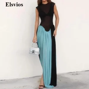 sleeveless backless maxi dress