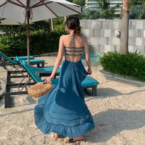 sleeveless backless maxi dress