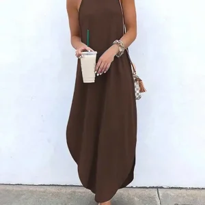 sleeveless backless maxi dress