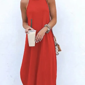 sleeveless backless maxi dress