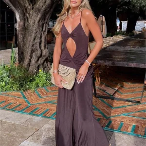 sleeveless backless maxi dress