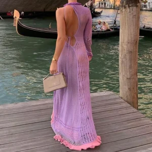 sleeveless backless maxi dress