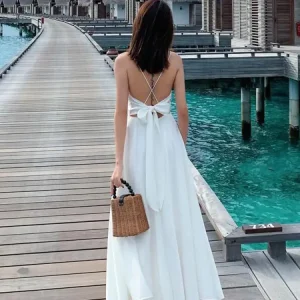 sleeveless backless maxi dress