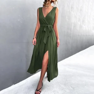 sleeveless backless maxi dress