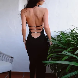 sleeveless backless maxi dress